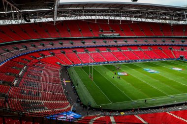 Wembley Stadyumu, 7 Haziran 2025 'te Wembley Stadyumu' nda oynanan Betfred Kadınlar Yarışma Kupası Finali öncesinde Wigan Warriors 'a karşı.