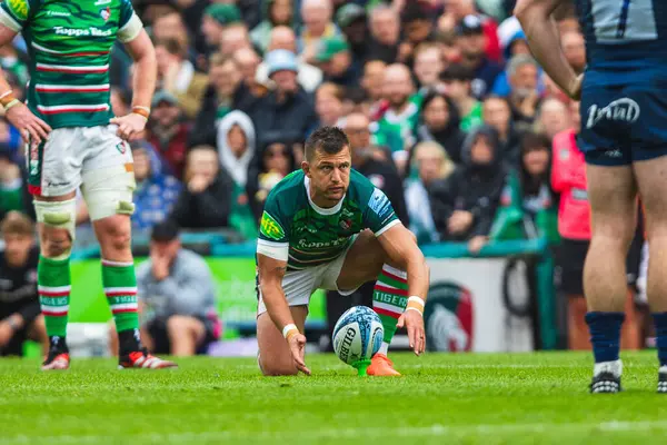 Leicester Tigers 'dan Handr Pollard Gallagher Premiership play-off' unda Leicester Tigers, Mattioli Woods Welford Road Stadyumu 'nda Satış Köpekbalıklarına karşı, 7 Haziran 2025
