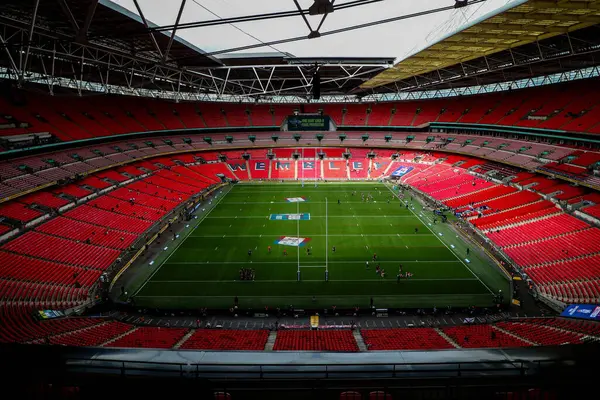 Wembley Stadyumu, 7 Haziran 2025 'te Wembley Stadyumu' nda oynanan Betfred Kadınlar Yarışma Kupası Finali öncesinde Wigan Warriors 'a karşı.