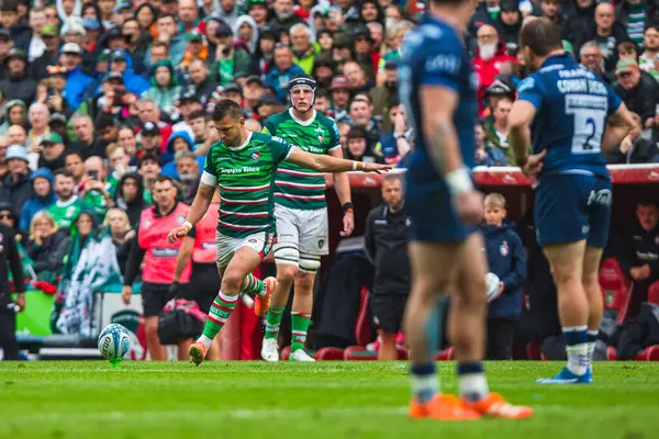 Leicester Tigers 'dan Handr Pollard Gallagher Premiership play-off' unda Leicester Tigers, Mattioli Woods Welford Road Stadyumu 'nda Satış Köpekbalıklarına karşı, 7 Haziran 2025