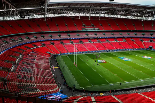 Wembley Stadyumu, 7 Haziran 2025 'te Wembley Stadyumu' nda oynanan Betfred Kadınlar Yarışma Kupası Finali öncesinde Wigan Warriors 'a karşı.