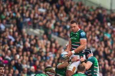 Leicester Tigers 'dan Hanro Liebenberg Gallagher Premiership play-off' unda Leicester Tigers, Mattioli Woods Welford Road Stadyumu 'nda Satış Köpekbalıklarına karşı, 7 Haziran 2025
