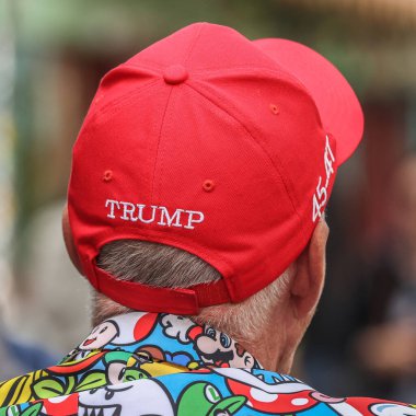 Başkan Donald Trump 'ın destekçisi, 9 Haziran 2025' te Norveç 'in Rogaland şehrinde üzerinde 