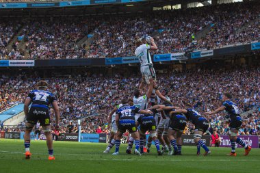 Leicester, Gallagher Premiership play-off Finali 'nde hücum serisini kazandı. 20 Haziran 2025 Bath Rugby v.Leicester Tigers, Allianz Stadyumu, Twickenham, İngiltere, 14 Haziran 2025