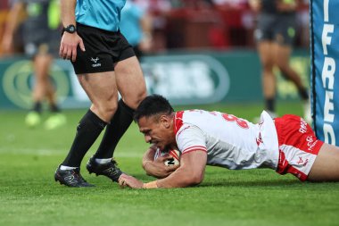 Hull KR 'dan Sauaso Sue, 13 Haziran 2025' te İngiltere 'nin Hull kenti Kingston' da bulunan Sewell Group Craven Park 'ta 14. Hull KR' a karşı yapılan Betfred Süper Lig Turu 'nda şansını deniyor.