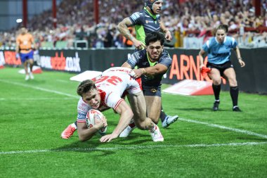 Hull KR 'dan Noah Booth, 13 Haziran 2025' te İngiltere 'nin Hull kentinde Kingston' da bulunan Sewell Group Craven Park 'ta 14. Hull KR' a karşı oynanan Betfred Süper Lig Turu 'nda bir deneme için sahaya çıkıyor.
