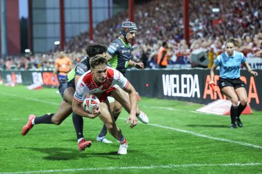 Hull KR 'dan Noah Booth, 13 Haziran 2025' te İngiltere 'nin Hull kentinde Kingston' da bulunan Sewell Group Craven Park 'ta 14. Hull KR' a karşı oynanan Betfred Süper Lig Turu 'nda bir deneme için sahaya çıkıyor.