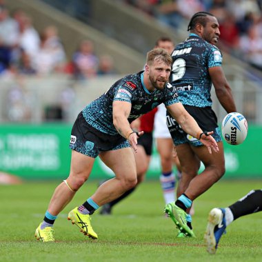 Leigh Leopar takımından Matt Davis 15 Haziran 2025 'te Wakefield Trinity ile Leigh Leopards maçında Wakefield Stadyumu, Wakefield, İngiltere' de karşılaştı.