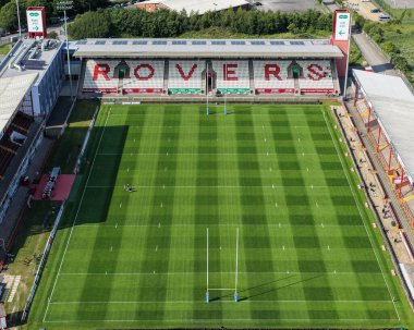 Sewell Group Craven Parkı 'nın hava görüntüsü Betfred Süper Lig Round 14 Hull KR, Sewell Group Craven Park' ta Catalans Dragons 'a karşı, 13 Haziran 2025' de Hull, Birleşik Krallık 'ta.