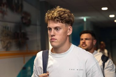 Warrington Wolves takımından Arron Lindop 14. Leeds Gergedan ve Warrington Wolves karşılaşması sırasında Headingley Stadyumu, Leeds, İngiltere, 14 Haziran 2025 'de geldi.