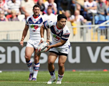 Wakefield Trinity 'den Mason Lino 15 Haziran 2025' te Birleşik Krallık 'ın Wakefield Stadyumu' nda oynanan Wakefield Trinity vs Leigh Leopards maçında 14.