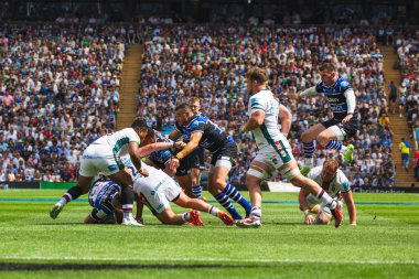 Her iki takım da Gallagher Premiership play-off Finali 'nde mücadele ediyor. 2025 Bath Rugby - Leicester Tigers maçı. Allianz Stadyumu, Twickenham, İngiltere, 14 Haziran 2025