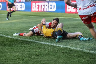 Hull KR 'dan Arthur Mourgue, 19 Haziran 2025' te İngiltere 'nin Castleford kentinde oynanan 15. Betfred Süper Ligi karşılaşmasında Castleford Tigers ve Hull KR' a karşı oynuyor.