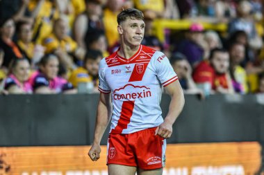 Hull KR 'dan Noah Booth, 19 Haziran 2025' te İngiltere 'nin Castleford kentinde oynanan 15. Betfred Süper Lig karşılaşmasında Hortum Ormanı, Castleford, İngiltere' de oynanan Castleford Tigers vs Hull KR karşılaşmasını kutluyor.