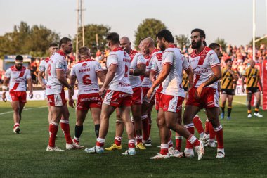 Hull KR 'dan Arthur Mourgue, 19 Haziran 2025' te İngiltere 'nin Castleford kentinde oynanan 15. Betfred Süper Lig karşılaşmasında Castleford Tigers ile Hull KR karşılaşmasını kutluyor.