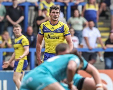 Warrington Wolves 'tan Sam Stone 15. Betfred Süper Lig karşılaşmasında Warrington Wolves, Huddersfield Giants' a karşı Halliwell Jones Stadyumu, Warrington, İngiltere, 21 Haziran 2025