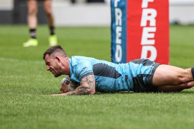 Hull FC 'den Cade Cust, Salford Community Stadyumu, Eccles, İngiltere' de oynanan Salford Red Devils vs Hull FC maçında oynanan 15.