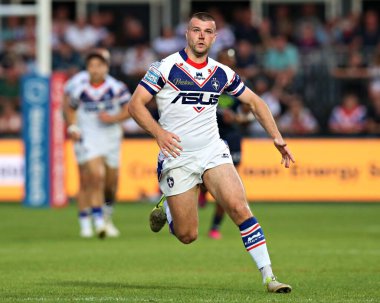Wakefield Trinity 'den Max Jowitt 15. Betfred Süper Ligi karşılaşmasında Wakefield Üçlemesi Wigan Warriors' a karşı DIY Kitchens Stadyumu, Wakefield, Birleşik Krallık, 20 Haziran 2025