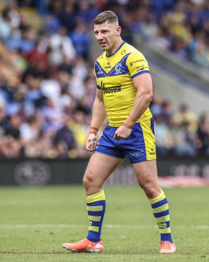 Warrington Wolves 'tan George Williams 15. Betfred Süper Lig karşılaşmasında Warrington Wolves, Huddersfield Giants' a karşı Halliwell Jones Stadyumu, Warrington, İngiltere, 21 Haziran 2025