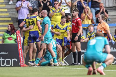 Warrington Wolves 'tan Jake Thewlis, 21 Haziran 2025' te Warrington, İngiltere 'deki Halliwell Jones Stadyumu' nda Warrington Wolves ile Huddersfield Giants arasındaki 15.