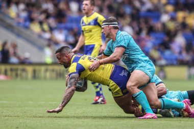Warrington Wolves 'tan Paul Vaughan, 21 Haziran 2025' te Warrington, İngiltere 'deki Halliwell Jones Stadyumu' nda Warrington Wolves ve Huddersfield Giants arasında oynanan 15.