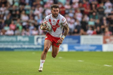 St. Helens takımından Kyle Feldt, 20 Haziran 2025 'te St Helens-Leeds Stadyumu' nda oynanan 15.