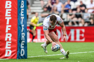 St. Helens 'ten Morgan Knowles, Betfred Süper Lig 16. Maçı' nda St Helens 'e karşı Salford Red Devils maçını 29 Haziran 2025' te St Helens, St. Helens, İngiltere 'de denedi.