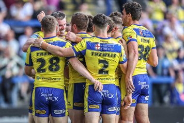 Warrington Wolves takımından Lachlan Fitzgibbon, 28 Haziran 2025 'te Warrington, Warrington' da oynanan Betfred Süper Lig 16.