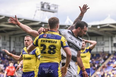 Warrington Wolves 'tan Jake Thewlis, 28 Haziran 2025' te Warrington, İngiltere 'deki Halliwell Jones Stadyumu' nda oynanan 16.