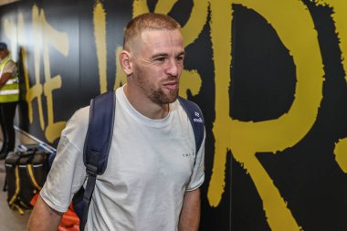 Warrington Wolves takımından Matt Dufty, 28 Haziran 2025 'te İngiltere' nin Warrington şehrindeki Halliwell Jones Stadyumu 'nda oynanan 16.