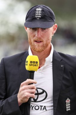 İngiltere kaptanı Ben Stokes, İngiltere 'nin Edgbaston, Birmingham, İngiltere' de 2 Temmuz 2025 'te oynanan 1. Rothesay Test Maçı' nda BBC Cricket ile röportaj yaptı.