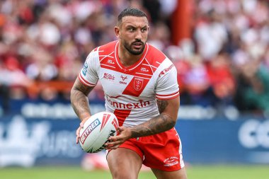 Hull KR 'dan Elliot Minchella, 17. Betfred Süper Ligi karşılaşmasında Hull KR, Leeds Rhinos' a karşı Sewell Group Craven Park 'ta 6 Temmuz 2025' te oynanan karşılaşma sırasında Hull, İngiltere 'nin Hull kentinde oynanan maçta rol aldı.