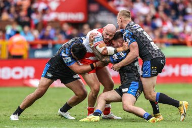 Hull KR 'dan Sam Luckley, 6 Temmuz 2025' te İngiltere 'nin Hull kentinde oynanan 17. Betfred Süper Ligi karşılaşmasında Hull KR, Leeds Rhinos' a karşı Sewell Group Craven Park 'ta mücadele etti.