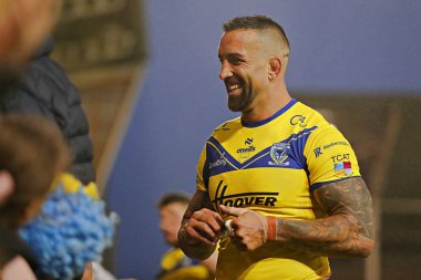 Warrington Wolves takımından Paul Vaughan, Salford Community Stadyumu 'nda oynanan Salford Red Devils vs Warrington Wolves maçının 17.