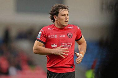 Salford Red Devils 'den Harvey Wilson 17. Betfred Süper Lig karşılaşmasında Salford Red Devils, Warrington Wolves' a karşı Salford Community Stadyumu, Eccles, İngiltere, 4 Temmuz 2025