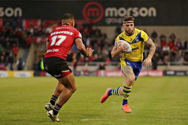 Warrington Wolves 'tan Connor Wrench 17. Betfred Süper Ligi karşılaşmasında Salford Red Devils, Warrington Wolves' a karşı Salford Community Stadyumu, Eccles, İngiltere, 4 Temmuz 2025
