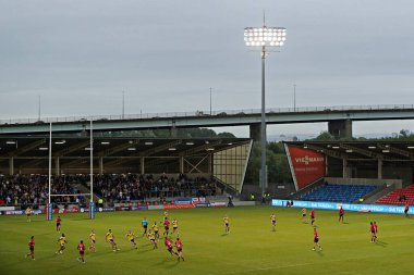 Salford Halk Stadyumu 'nun 17. Salford Red Devils - Warrington Wolves maçında Salford Community Stadyumu, Eccles, İngiltere 4 Temmuz 2025' te oynanan Betfred Süper Lig karşılaşması sırasında genel bir görüntüsü.