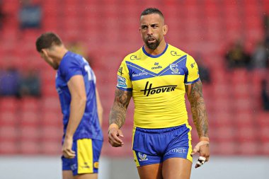 Warrington Wolves 'tan Paul Vaughan 17. Betfred Süper Ligi karşılaşmasından önce Salford Red Devils, Warrington Wolves' a karşı Salford Community Stadyumu, Eccles, İngiltere, 4 Temmuz 2025