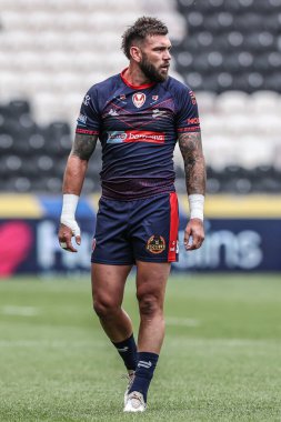 Betfred Süper Lig 'in 17. raundunda St. Helens' ten Kyle Feldt, Hull-St Helens maçında, 5 Temmuz 2025 'te MKM Stadyumu' nda.