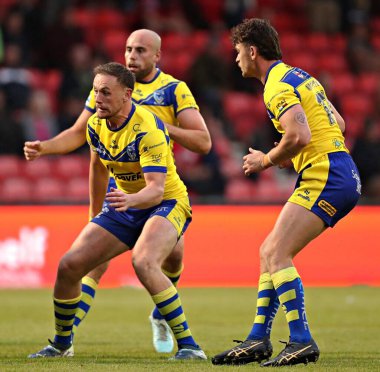 Warrington Wolves takımından Ben Currie, Salford Community Stadyumu 'nda oynanan 17. Salford Red Devils vs Warrington Wolves karşılaşmasında karşılaşmaya hazırlanıyor.