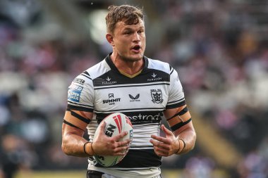 Hull FC 'den Liam Knight, Betfred Süper Lig' in 18 'inci raundunda oynanan maç öncesi ısınma maçında Hull FC, Wakefield Trinity' ye karşı MKM Stadyumu, Hull, İngiltere, 10 Temmuz 2025