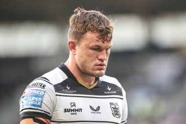 Hull FC 'den Liam Knight, Betfred Süper Lig' in 18 'inci raundunda oynanan maç öncesi ısınma maçında Hull FC, Wakefield Trinity' ye karşı MKM Stadyumu, Hull, İngiltere, 10 Temmuz 2025