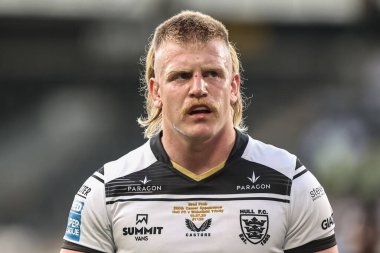 Hull FC 'den Brad Fash, Betfred Süper Lig' in 18 'inci raundunda MKM Stadyumu, Hull, İngiltere' de oynanan Hull FC vs Wakefield Trinity maçında ısınma turunda.