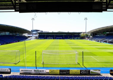 SMH Stadyumu 'nun, 12 Temmuz 2025' te İngiltere 'nin Chesterfield kentindeki SMH Group Stadiumact Stadyumu' nda oynanan sezon öncesi oynanan dostluk maçı öncesinde genel bir görüntüsü.