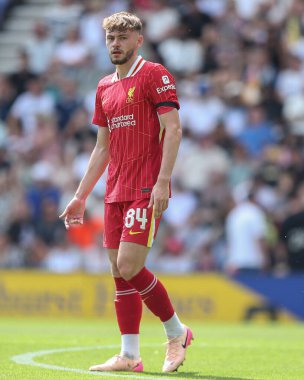 Liverpool 'dan Conor Bradley, Preston North End' e karşı Liverpool 'un 13 Temmuz 2025' te Deepdale, Preston, İngiltere 'de oynadığı ön sezon dostluk maçı sırasında