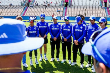 Hindistan, 1. Metro Bank Bir Gün Uluslararası karşılaşması öncesinde bir araya geldi. İngiltere - Hindistan Kadınlar Utilita Bowl, Southampton, İngiltere, 16 Temmuz 2025