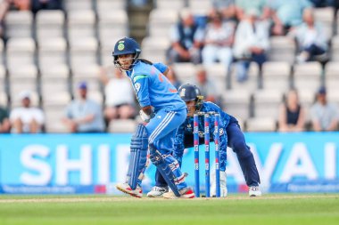 Hindistan 'dan Amanjot Kaur, 1. Metro Bank Bir Gün Uluslararası Maçı sırasında İngiltere Bayanlar Hindistan' a Karşı Utilita Bowl, Southampton, Birleşik Krallık 'ta 16 Temmuz 2025