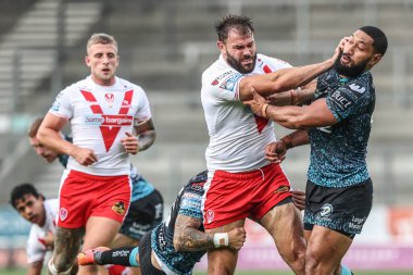 St. Helens takımından Alex Walmsley, 17 Temmuz 2025 'te St Helens-Leigh Stadyumu' nda oynanan 19.