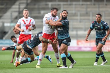 St. Helens takımından Alex Walmsley, 17 Temmuz 2025 'te St Helens-Leigh Stadyumu' nda oynanan 19.