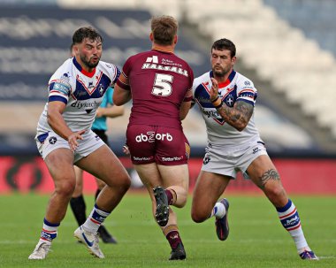 Wakefield Trinity 'den Matty Storton ve Wakefield Trinity' den Jay Pitts 19. Betfred Süper Lig karşılaşmasında Huddersfield Giants ile Wakefield Trinity Accu Stadyumu, Huddersfield, Birleşik Krallık